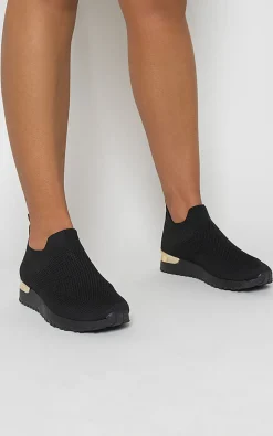 All black Lauren Lightweight Knitted Slip On Trainers<IKRUSH Hot