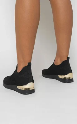 All black Lauren Lightweight Knitted Slip On Trainers<IKRUSH Hot