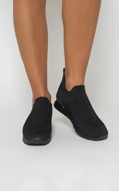 All black Lauren Lightweight Knitted Slip On Trainers<IKRUSH Hot