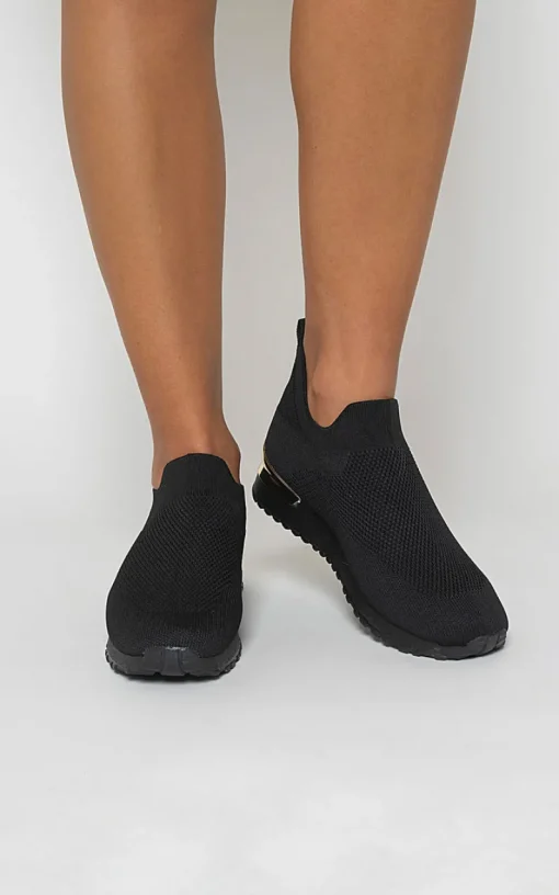 All black Lauren Lightweight Knitted Slip On Trainers<IKRUSH Hot