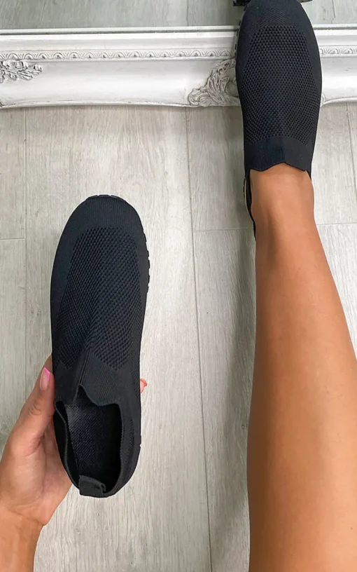 All black Lauren Lightweight Knitted Slip On Trainers<IKRUSH Hot