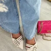 Apricot Cheryl Strappy Buckle Detail Slingback Low Heel Sandals<IKRUSH Online