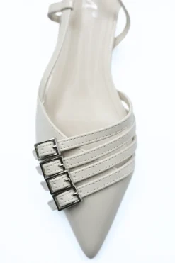 Apricot Cheryl Strappy Buckle Detail Slingback Low Heel Sandals<IKRUSH Online