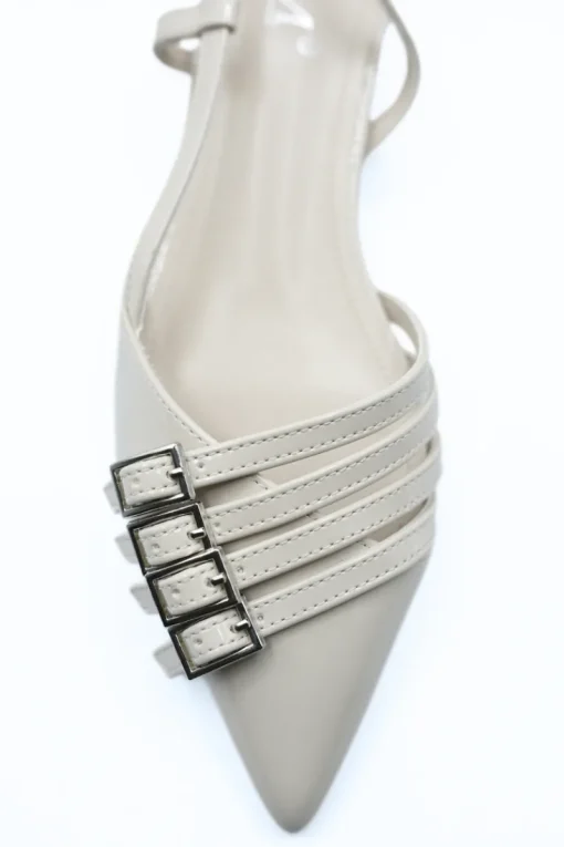Apricot Cheryl Strappy Buckle Detail Slingback Low Heel Sandals<IKRUSH Online