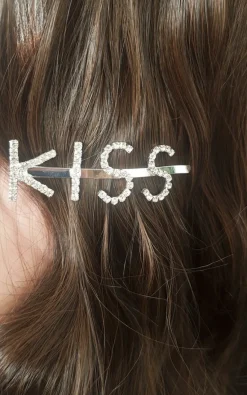 Assorted Kiki Kiss Slogan Diamante Hair Clip<IKRUSH Sale