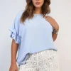 Baby blue Alexandra Frill Sleeve Top<IKRUSH Outlet