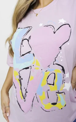 Baby pink Zoey Love Slogan Printed Graphic T-shirt<IKRUSH Fashion