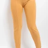 Beige Ariah Elastic Waist Button Detail Leggings<IKRUSH Clearance