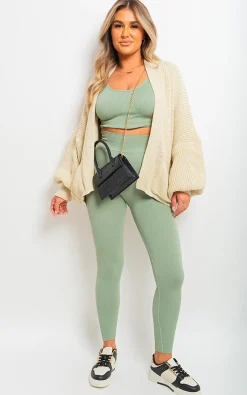 Beige Athena Knitted Balloon Sleeve Cardigan<IKRUSH Clearance