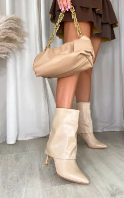 Beige Aurora Heeled Ankle Boots<IKRUSH Discount