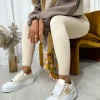 Beige Calista Luxe Bee Decorative Lace Up Platform Trainers<IKRUSH Fashion