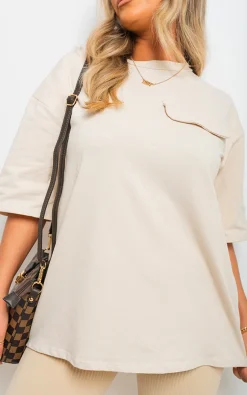 Beige Camryn Oversized Cargo T-shirt<IKRUSH Hot