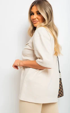Beige Camryn Oversized Cargo T-shirt<IKRUSH Hot