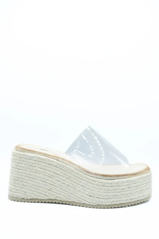 Beige Cara Transparent Strap Platform Wedge Heels<IKRUSH Outlet