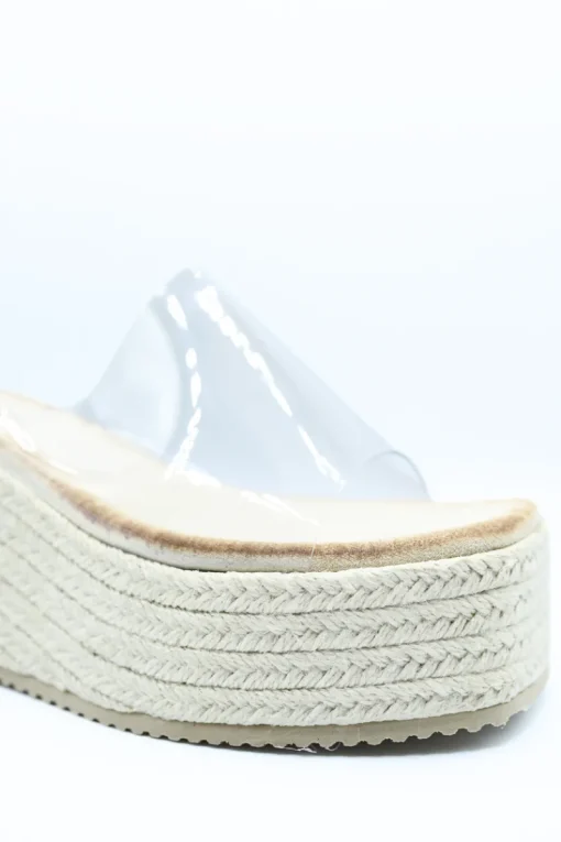 Beige Cara Transparent Strap Platform Wedge Heels<IKRUSH Outlet