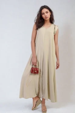 Beige Cecelia Ruffle Sleeve V-Neck Loose Waist Wide Leg Jumpsuit<IKRUSH New