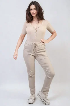 Beige Delilah Casual Drawstring Trousers<IKRUSH Online