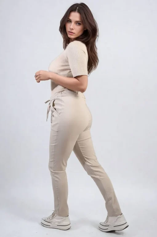 Beige Delilah Casual Drawstring Trousers<IKRUSH Online
