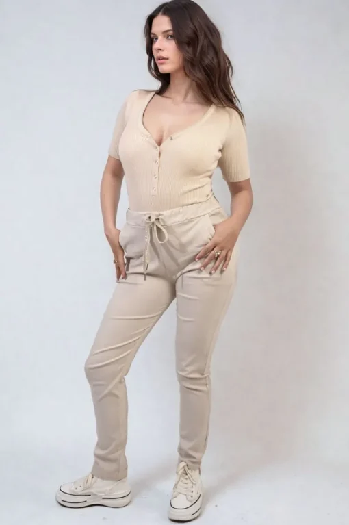 Beige Delilah Casual Drawstring Trousers<IKRUSH Online