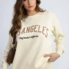 Beige Dorothy Los Angeles Graphic Long Sleeve Knitted Jumper<IKRUSH Outlet