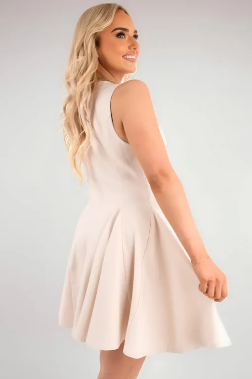 Beige Elisse Button Front Detail Mini Dress<IKRUSH Fashion
