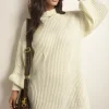 Beige Emilia Chunky High Neck Knitted Jumper<IKRUSH New