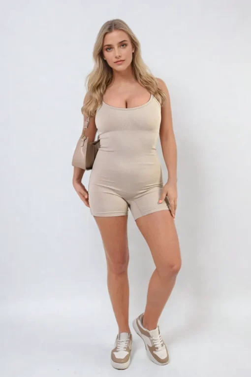Beige Imelda Strappy Fitted Bodysuit<IKRUSH Hot