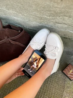 Beige Janelle Bow Detail Flatform Slip On Loafer Shoes<IKRUSH Discount