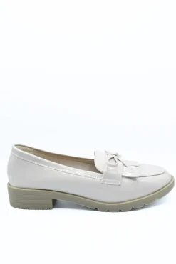 Beige Janelle Bow Detail Flatform Slip On Loafer Shoes<IKRUSH Discount