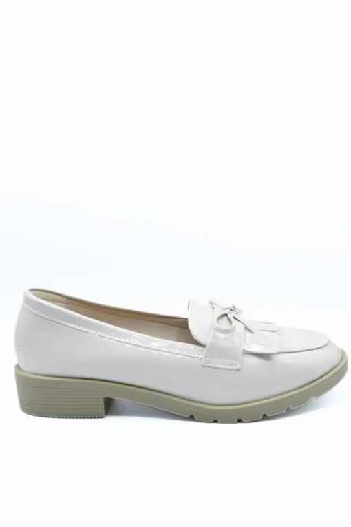 Beige Janelle Bow Detail Flatform Slip On Loafer Shoes<IKRUSH Discount