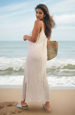 Beige Jazlyn Textured Cami Maxi Dress<IKRUSH Clearance