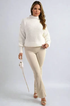 Beige Jessica High Waisted Flare Leg Trouser<IKRUSH Discount