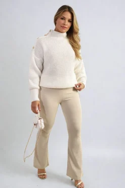 Beige Jessica High Waisted Flare Leg Trouser<IKRUSH Discount