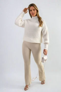Beige Jessica High Waisted Flare Leg Trouser<IKRUSH Discount