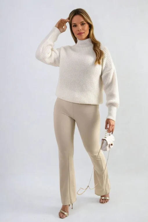 Beige Jessica High Waisted Flare Leg Trouser<IKRUSH Discount