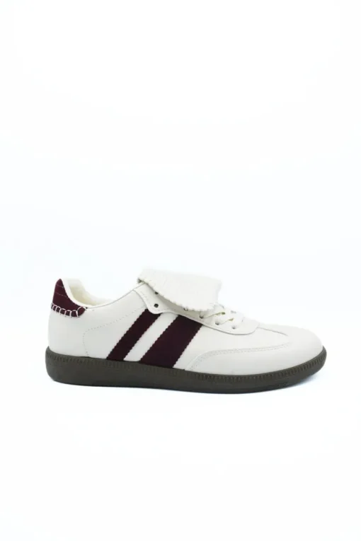 Beige Johanna Lace-Up Flip Tongue Round Toe Trainers<IKRUSH Online