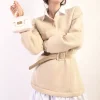 Beige Kayla Collared Long Sleeve Mini Dress<IKRUSH Fashion