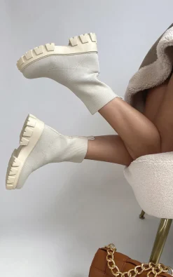Beige Macie Chunky Sock Boots<IKRUSH Discount