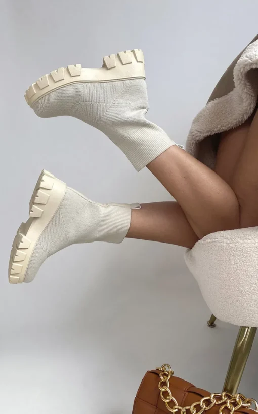 Beige Macie Chunky Sock Boots<IKRUSH Discount