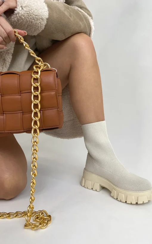 Beige Macie Chunky Sock Boots<IKRUSH Discount