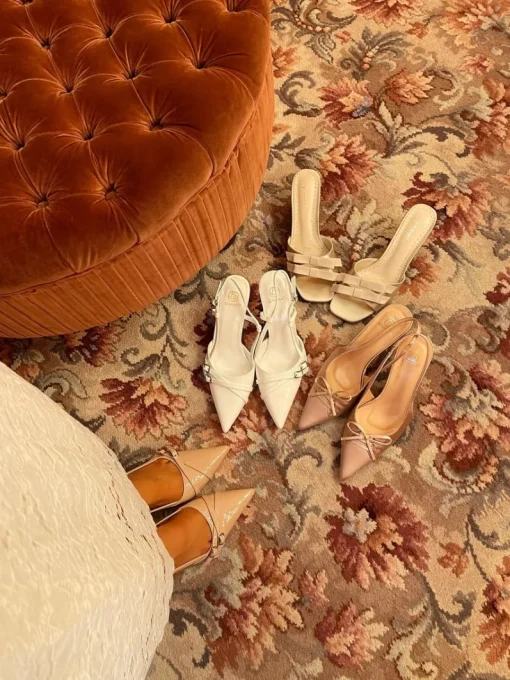 Beige Miranda Slingback Strappy Buckle High Heels<IKRUSH Online