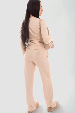 Beige Remi Long Sleeve Button Down Top & Trouser Co-ord Set<IKRUSH New