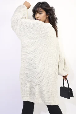 Beige Sienna Oversized Long Back Knitted Mini Dress<IKRUSH Fashion