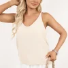 Beige Vanya Sleeveless Scoop Neck Relaxed Fit Top<IKRUSH Discount