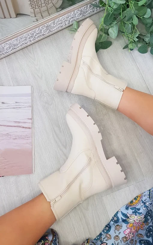 Beige Vida Chunky Ankle Boots<IKRUSH Sale
