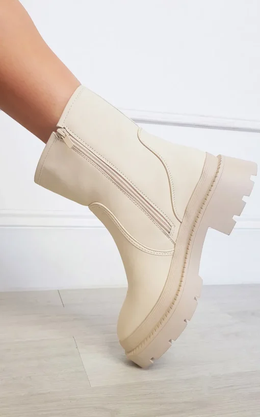 Beige Vida Chunky Ankle Boots<IKRUSH Sale