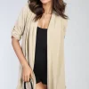 Beige Vivian Open Front Roll Up Sleeve Cardigan<IKRUSH Discount