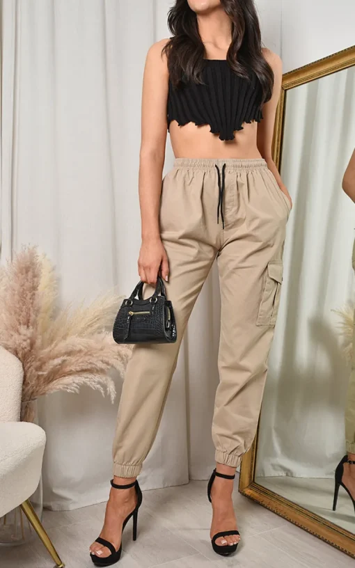 Beige Xanthe Pocket Cargo Trousers<IKRUSH Best