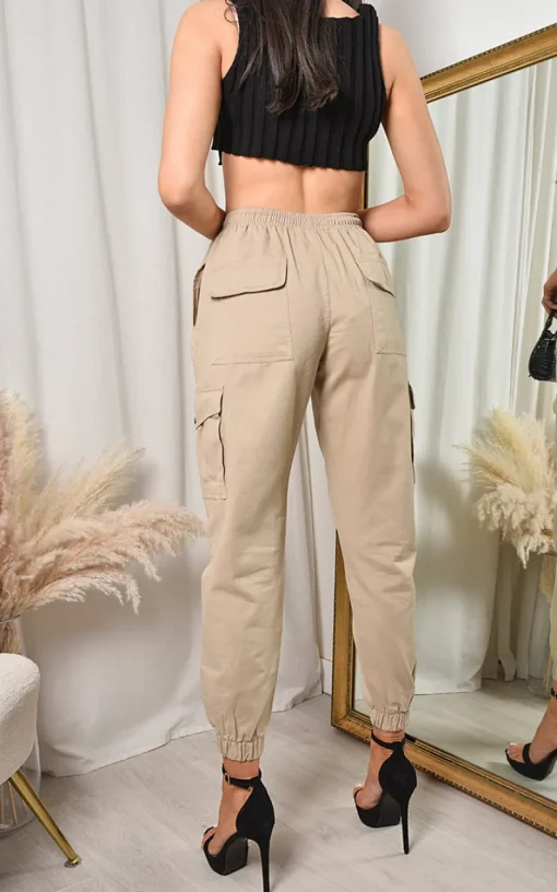 Beige Xanthe Pocket Cargo Trousers<IKRUSH Best