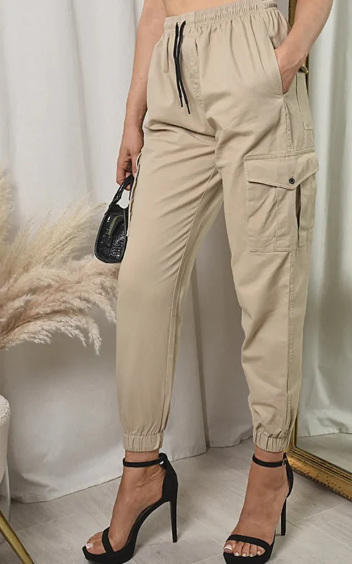 Beige Xanthe Pocket Cargo Trousers<IKRUSH Best